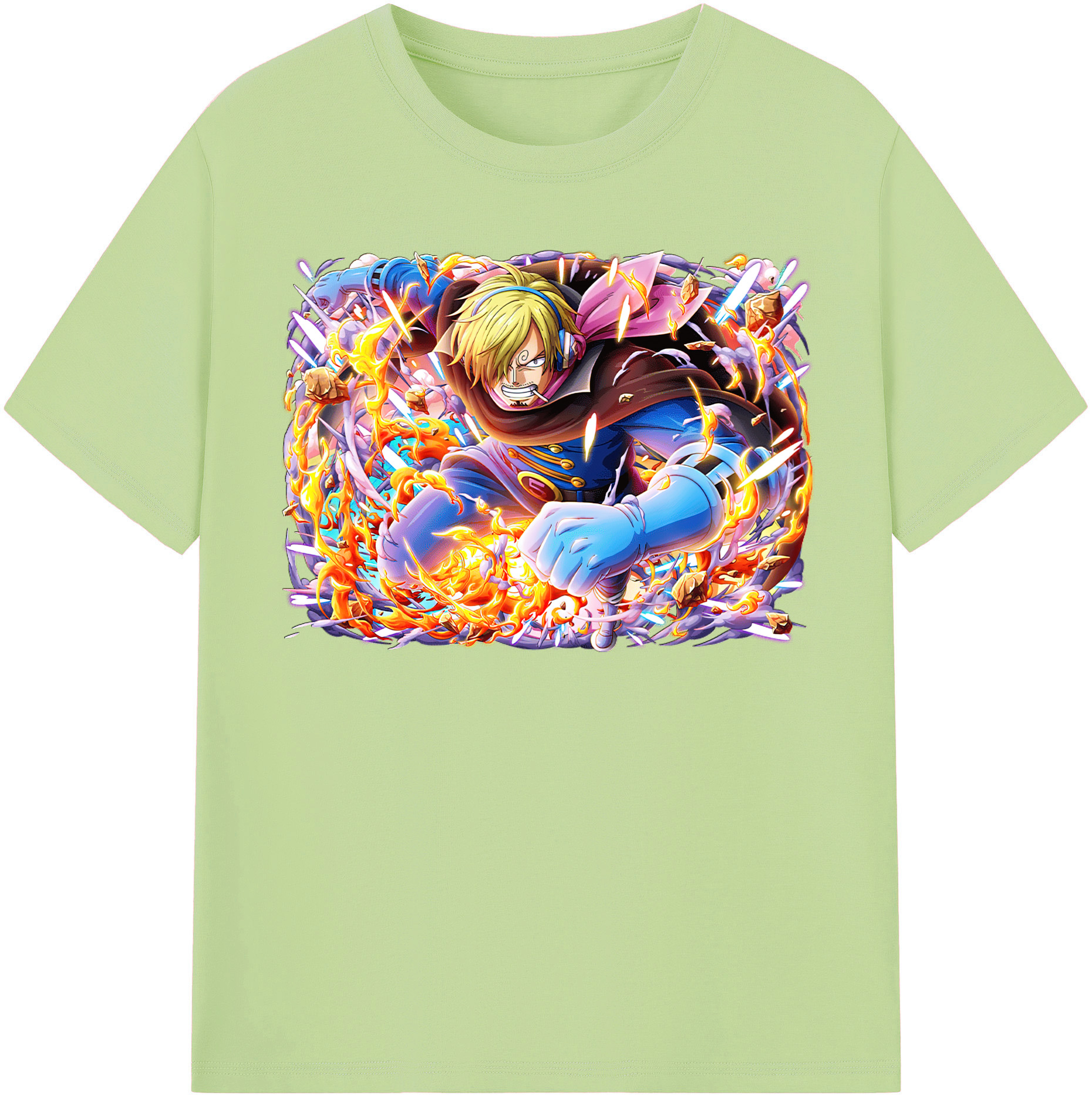 （画像用） ワンピース サンジ ONE PIECE Sanji 綿100％半袖Tシャツ（フロントプリント）